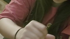 Party girl jacking me off on her face